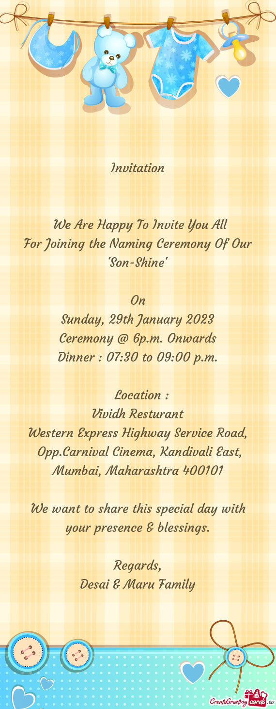 Ceremony @ 6p.m. Onwards