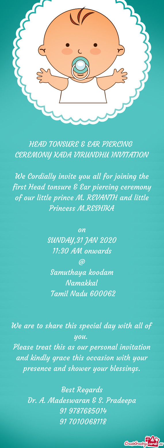 CEREMONY KADA VIRUNDHU INVITATION