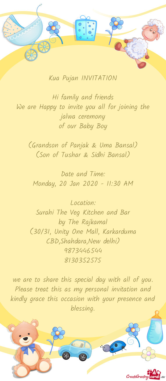 Ceremony of our Baby Boy (Grandson of Panjak & Uma Bansal) (Son of Tushar & Sidhi Bansal) Da