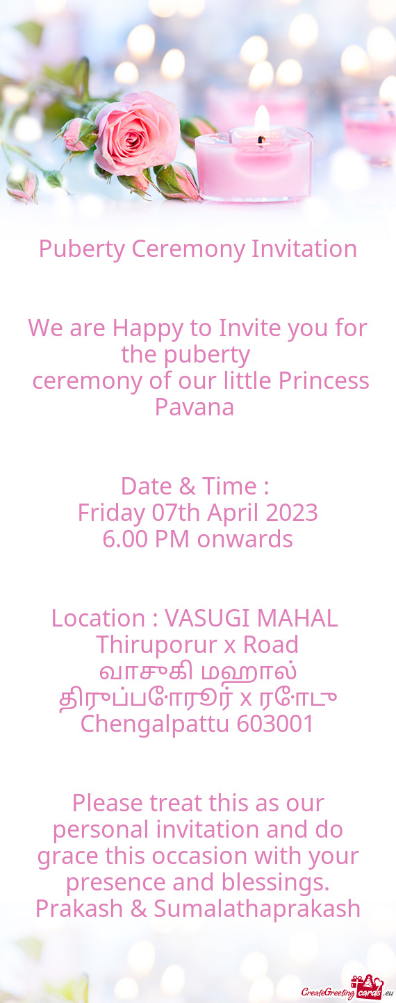 Ceremony of our little Princess Pavana