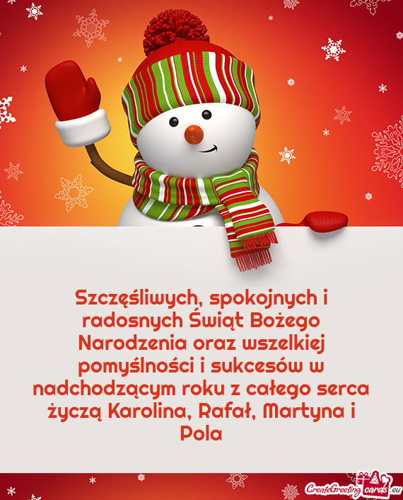Cesów w nadchodzącym roku z całego serca życzą Karolina, Rafał, Martyna i Pola