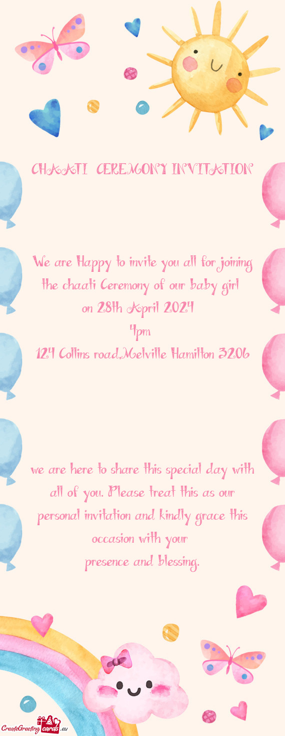 CHAATI CEREMONY INVITATION