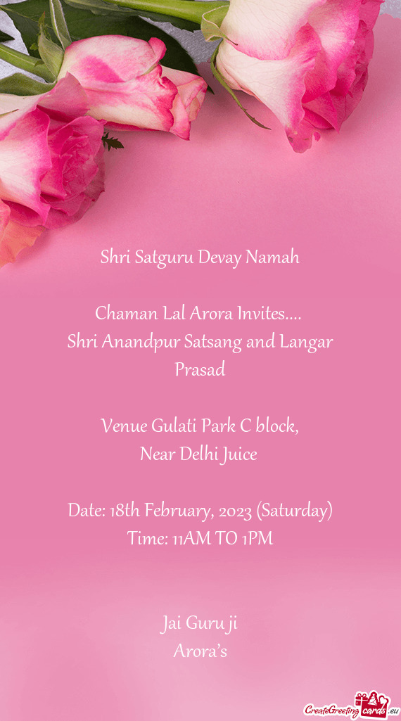 Chaman Lal Arora Invites