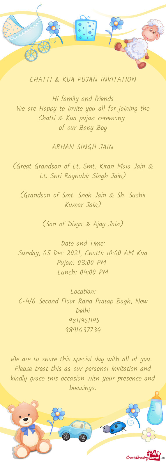 CHATTI & KUA PUJAN INVITATION