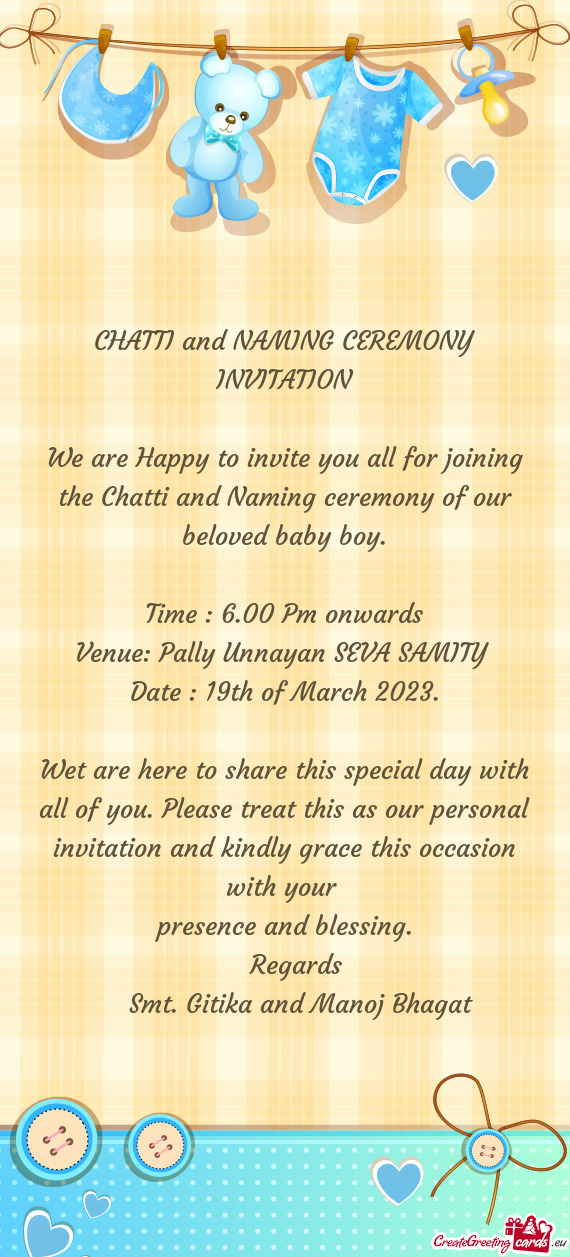 CHATTI and NAMING CEREMONY INVITATION