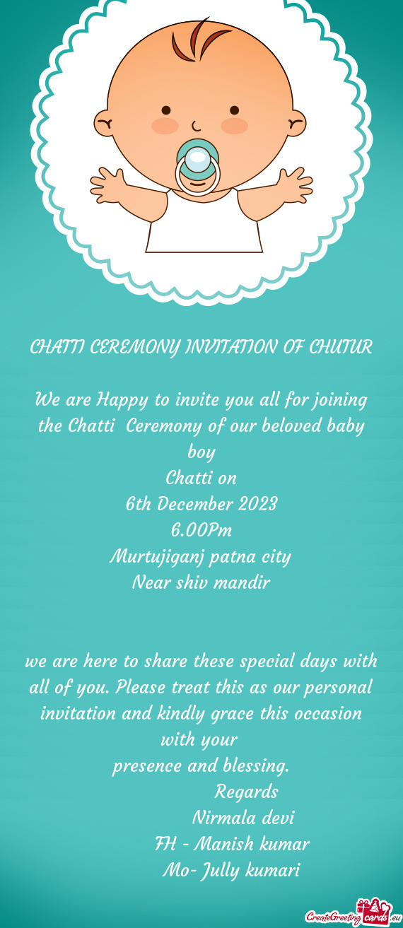 CHATTI CEREMONY INVITATION OF CHUTUR