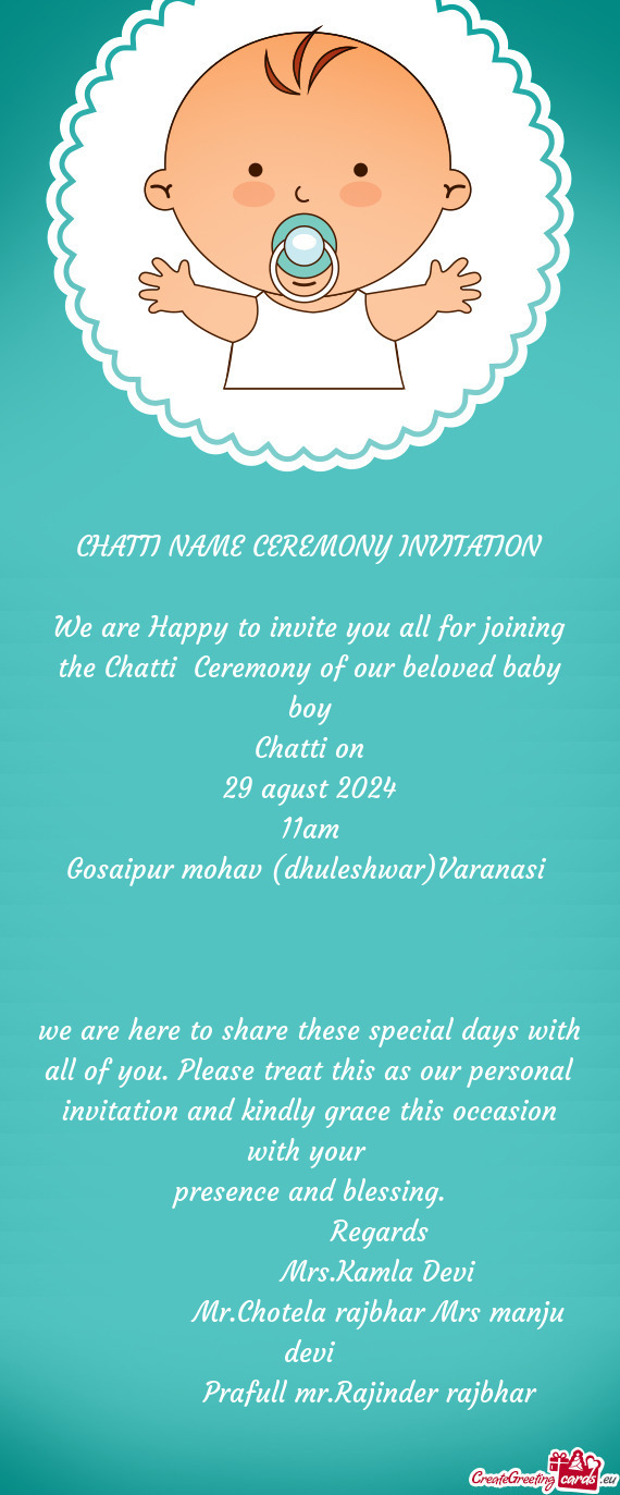 CHATTI NAME CEREMONY INVITATION