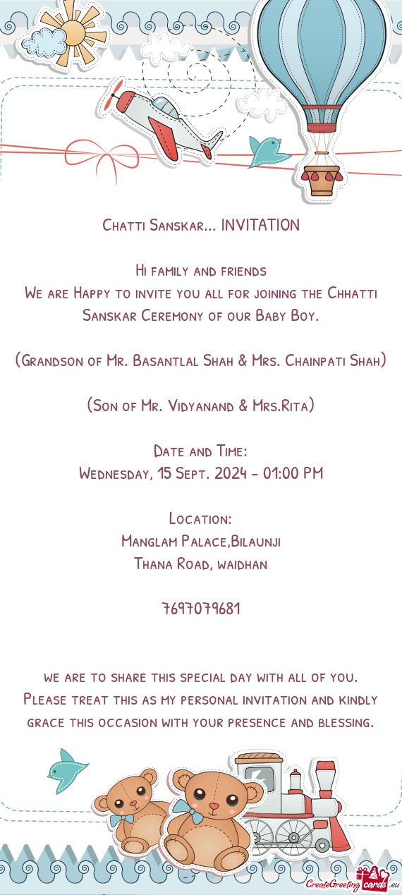 Chatti Sanskar... INVITATION