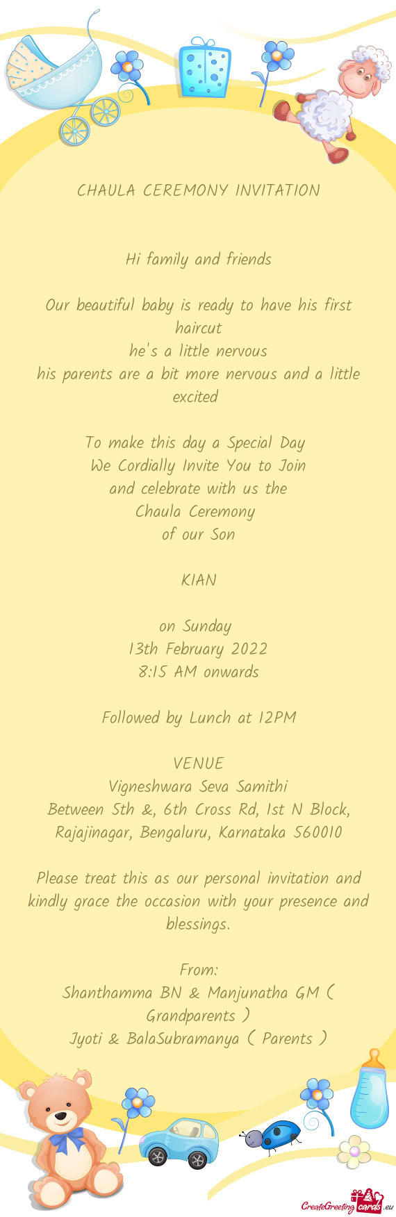 CHAULA CEREMONY INVITATION