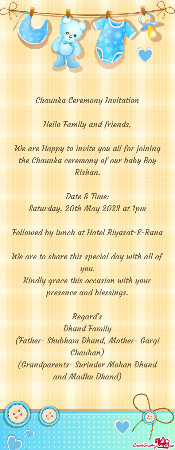 Chaunka Ceremony Invitation