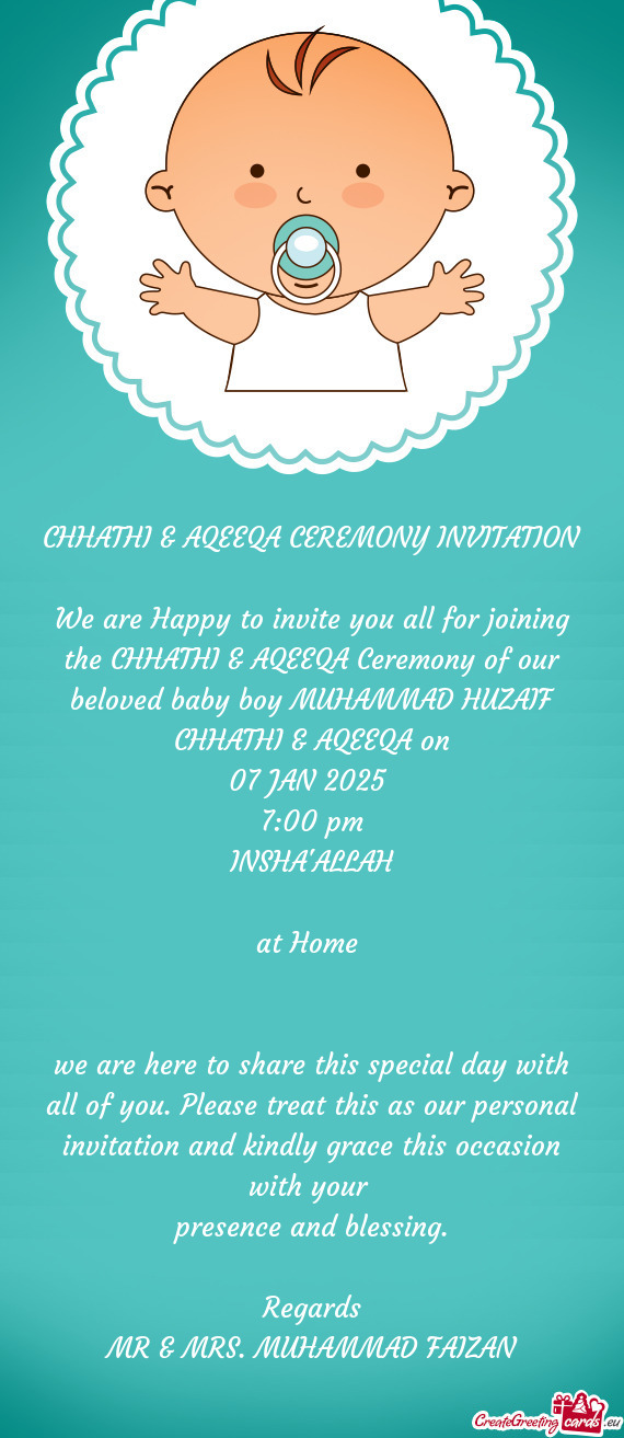 CHHATHI & AQEEQA CEREMONY INVITATION