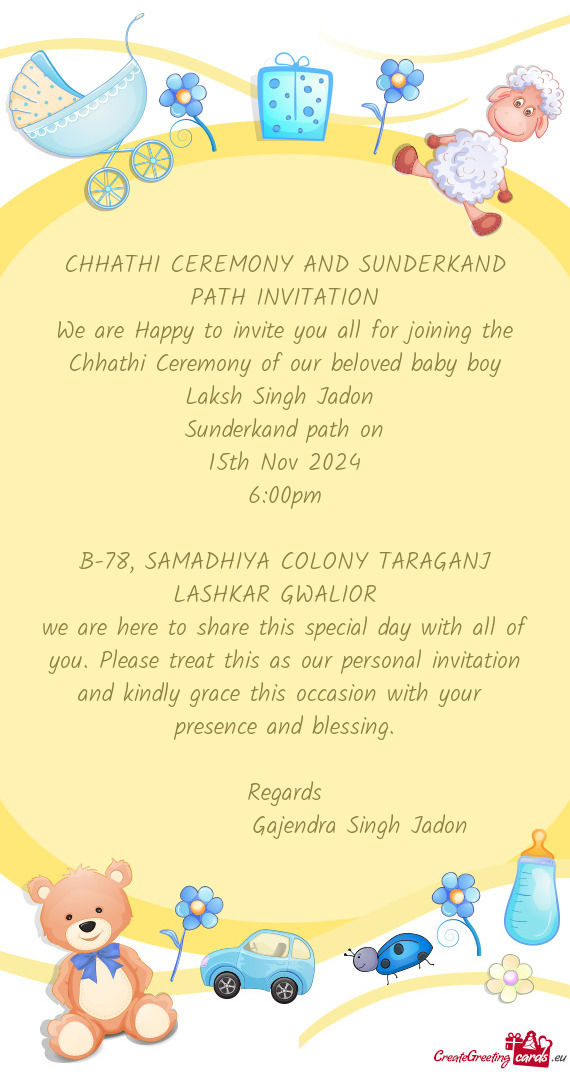 CHHATHI CEREMONY AND SUNDERKAND PATH INVITATION