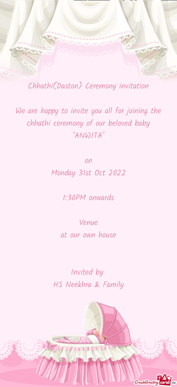 Chhathi(Daston) Ceremony invitation