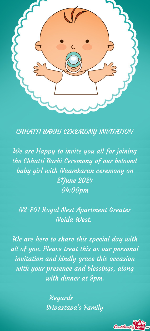 CHHATTI BARHI CEREMONY INVITATION