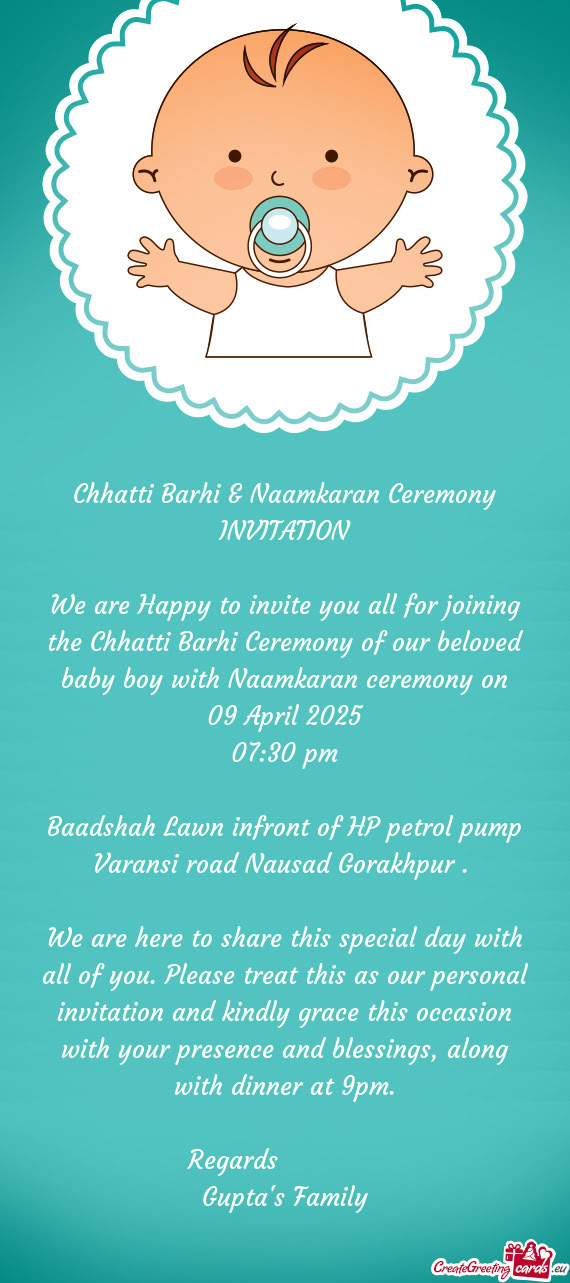 Chhatti Barhi & Naamkaran Ceremony INVITATION