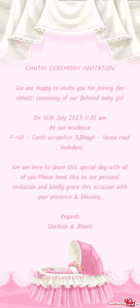 CHHTHI CEREMONY INVITATION