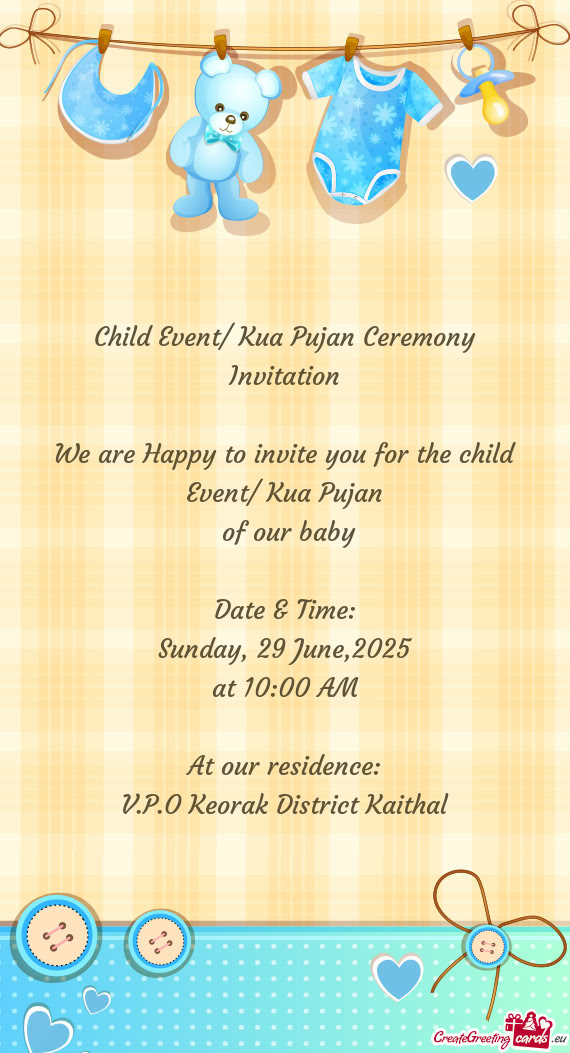 Child Event/ Kua Pujan Ceremony Invitation