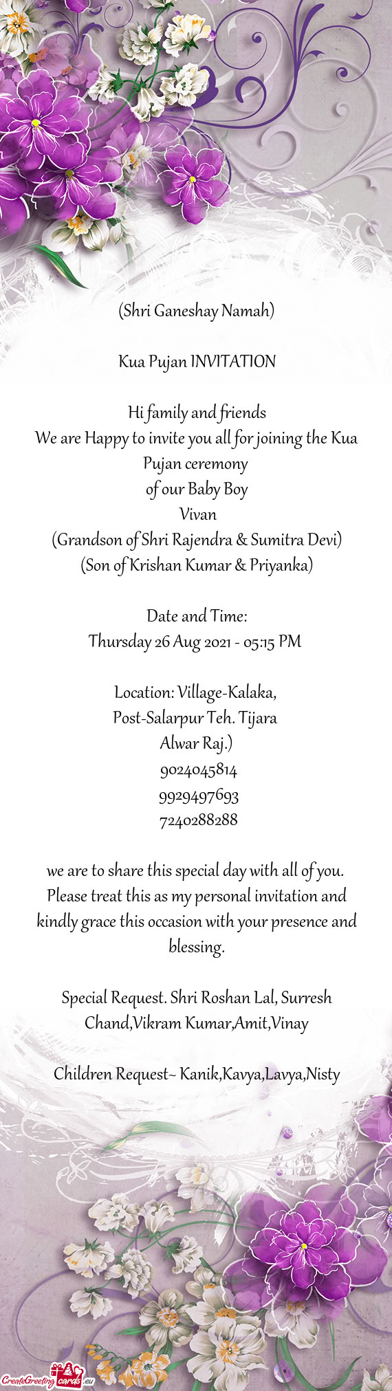 Children Request~ Kanik,Kavya,Lavya,Nisty