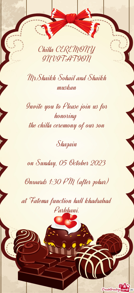 Chilla CEREMONY INVITATION Mr