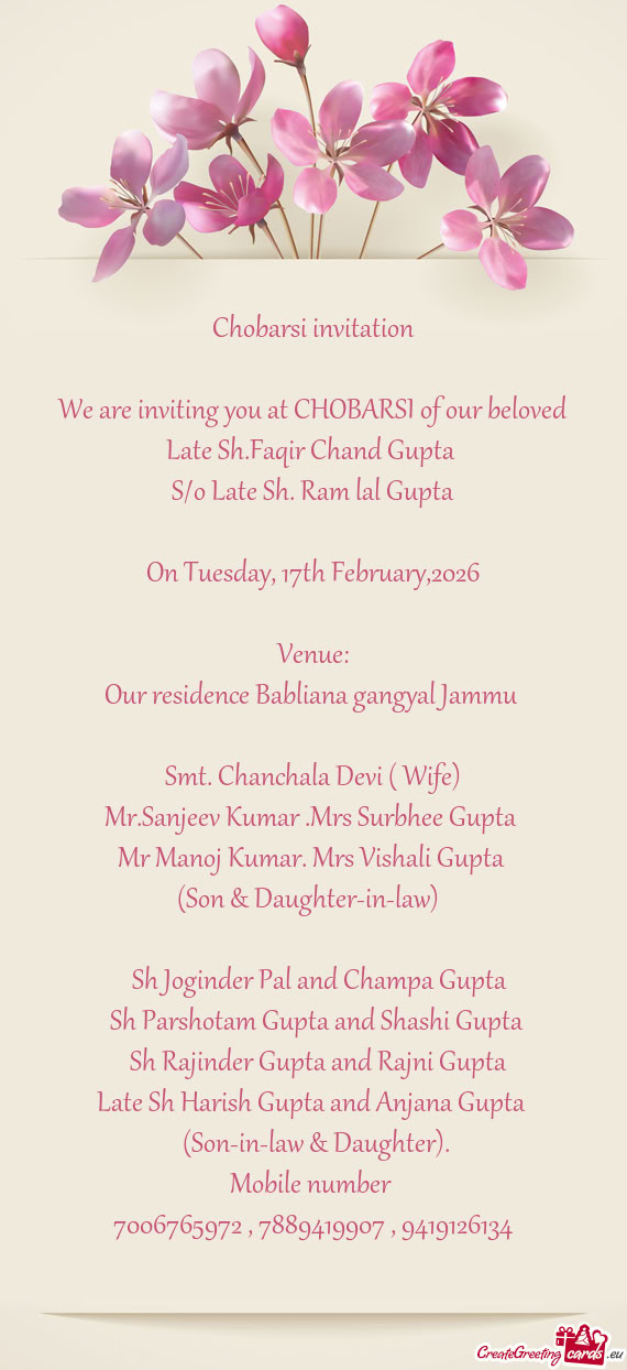 Chobarsi invitation