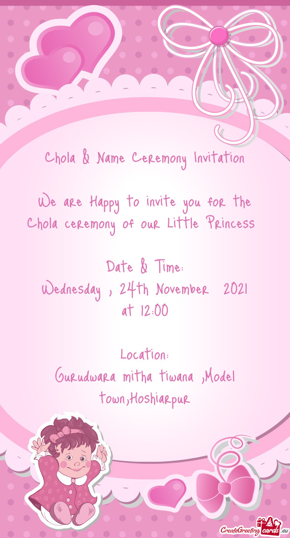 Chola & Name Ceremony Invitation