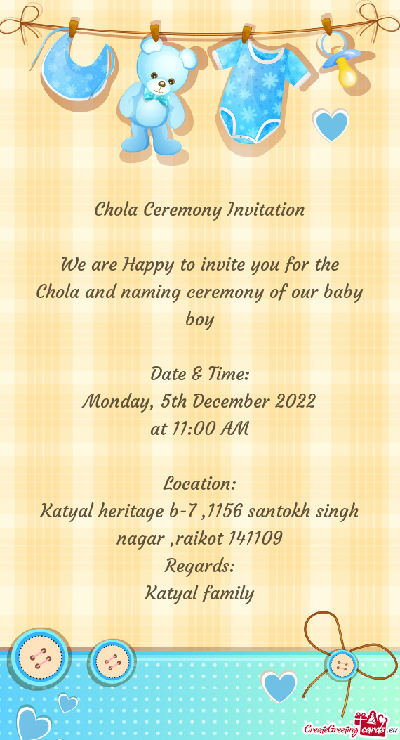 Chola and naming ceremony of our baby boy