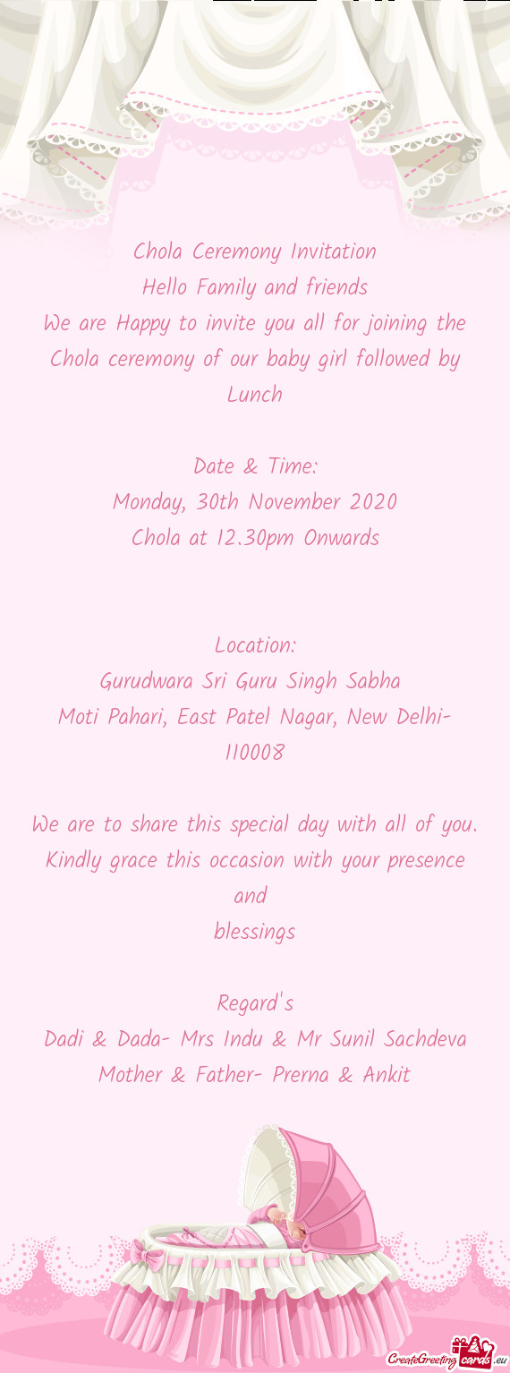 Chola at 12.30pm Onwards