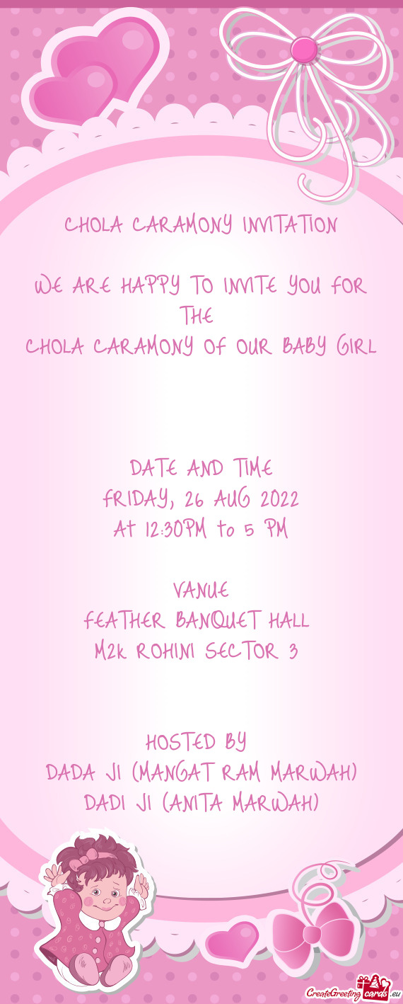 CHOLA CARAMONY INVITATION