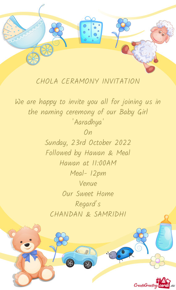 CHOLA CERAMONY INVITATION