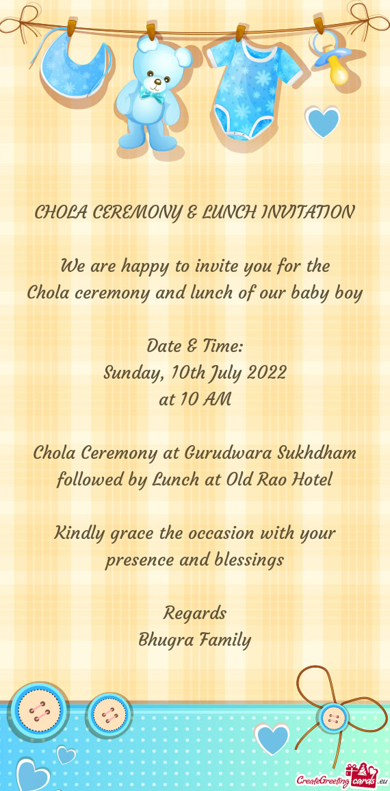 Chola ceremony and lunch of our baby boy