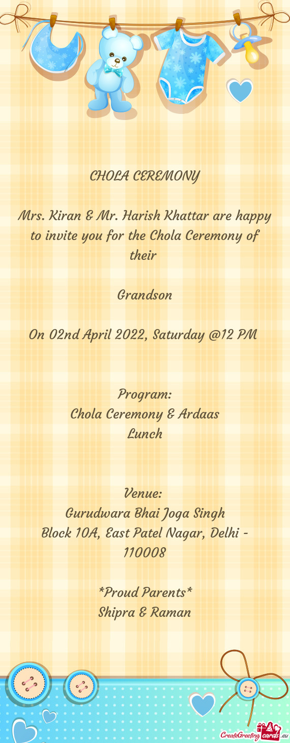 Chola Ceremony & Ardaas