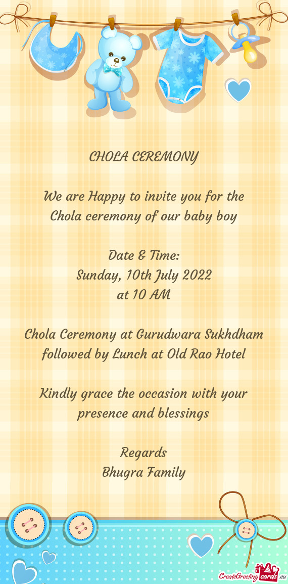 Chola Ceremony at Gurudwara Sukhdham followed by Lunch at Old Rao Hotel