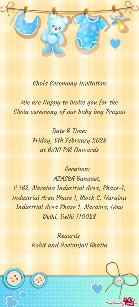 Chola ceremony of our baby boy Prayan