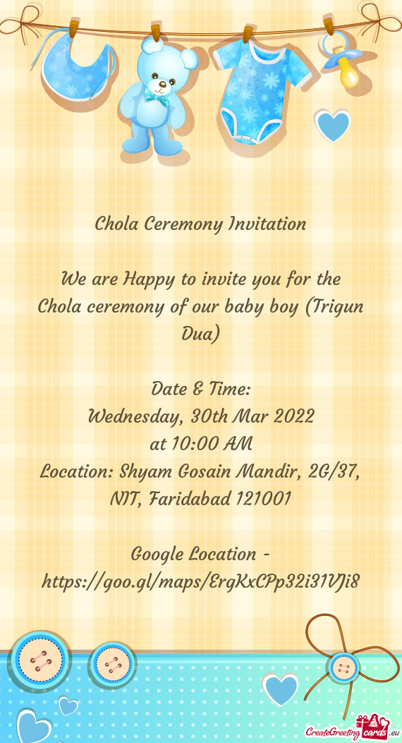 Chola ceremony of our baby boy (Trigun Dua)