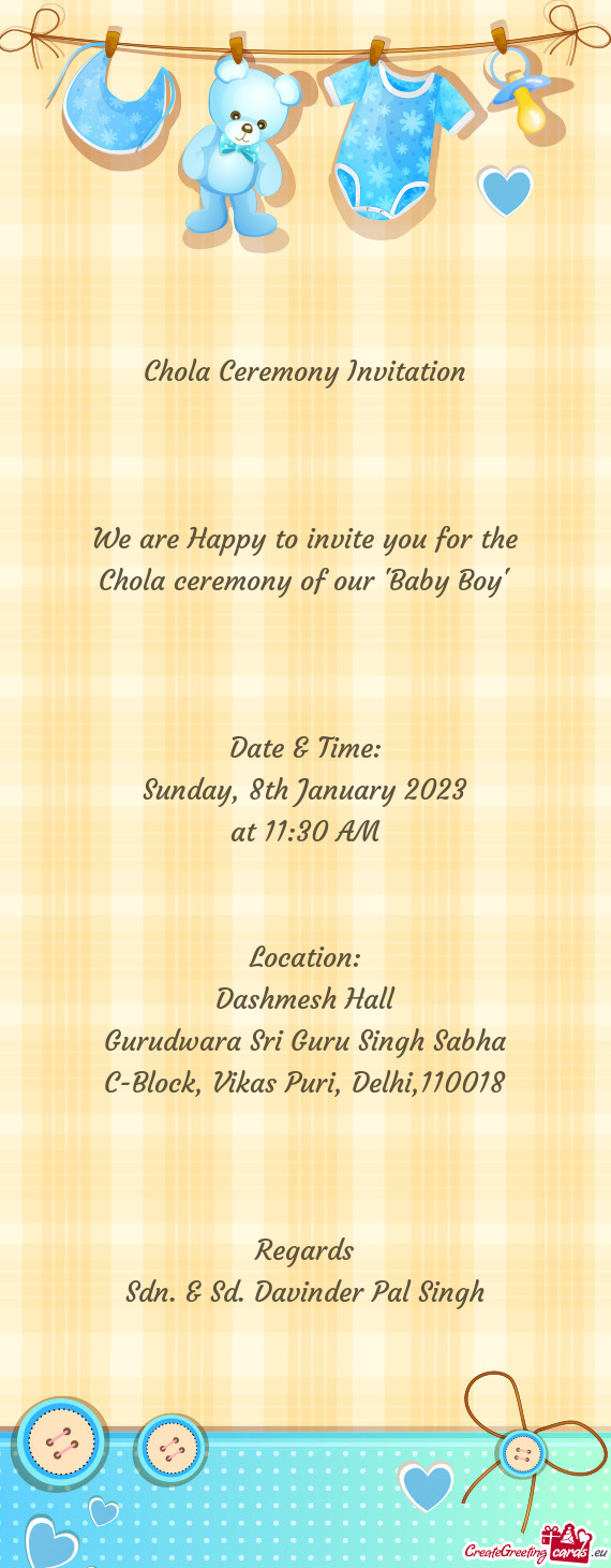 Chola ceremony of our "Baby Boy"