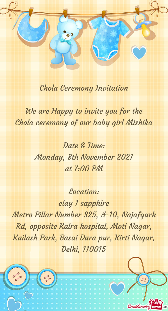 Chola ceremony of our baby girl Mishika