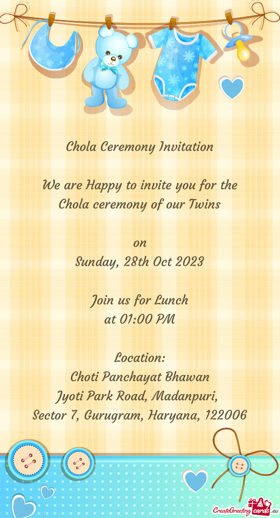 Chola ceremony of our Twins