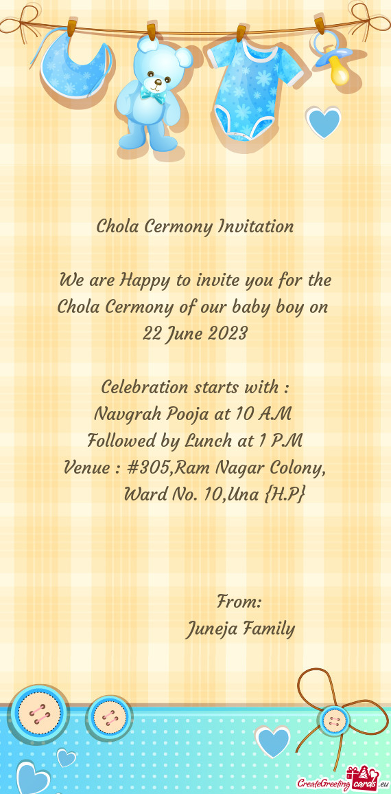 Chola Cermony Invitation