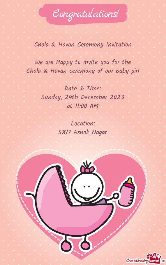 Chola & Havan Ceremony Invitation