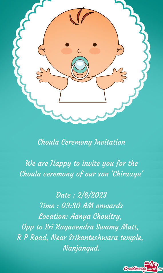 Choula ceremony of our son "Chiraayu"