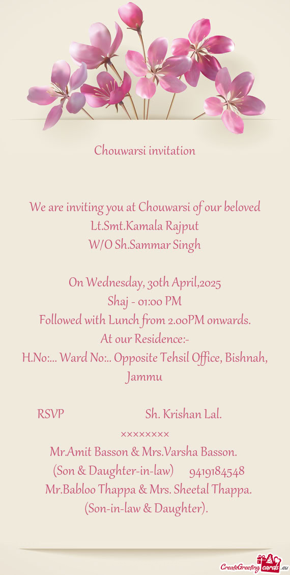 Chouwarsi invitation