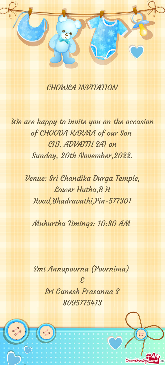 CHOWLA INVITATION