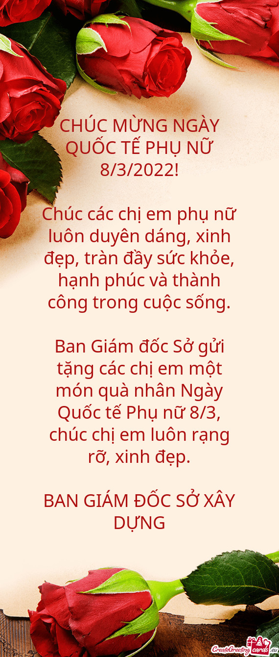 CHÚC MỪNG NGÀY QUỐC TẾ PHỤ NỮ 8/3/2022