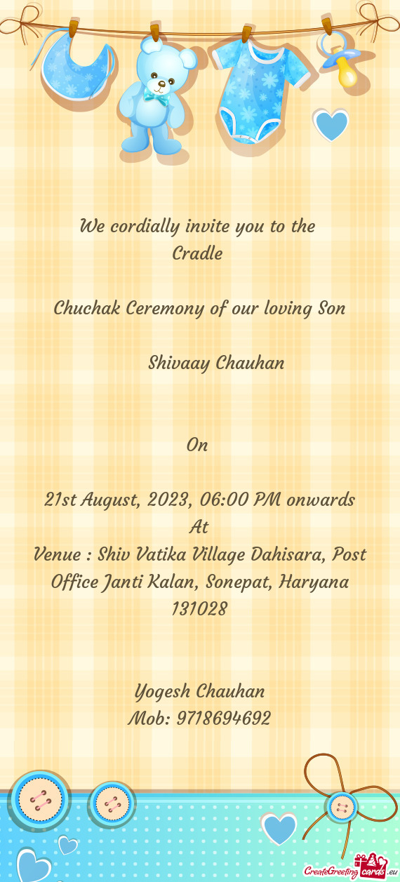 Chuchak Ceremony of our loving Son