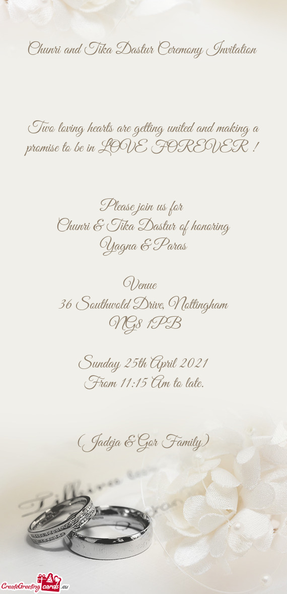 Chunri and Tika Dastur Ceremony Invitation