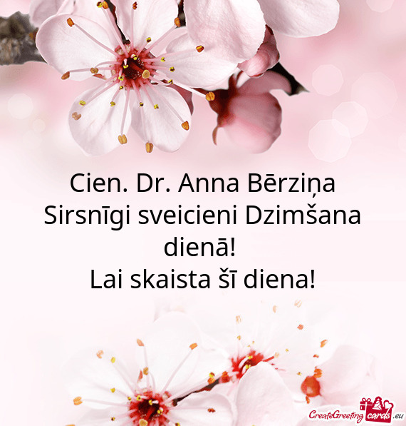 Cien. Dr. Anna Bērziņa