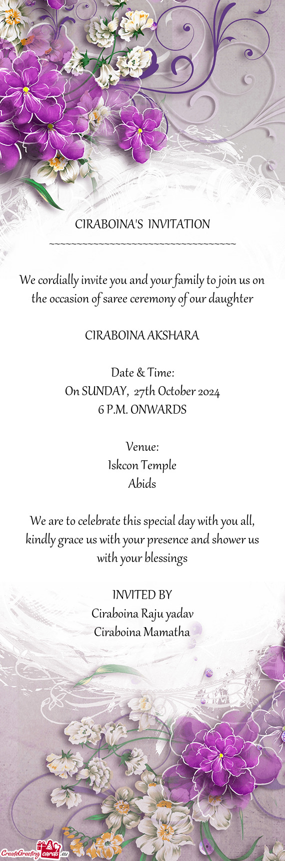 CIRABOINA'S INVITATION