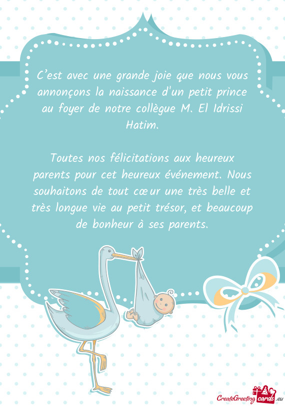 Cœur une très belle et très longue vie au petit trésor, et beaucoup de bonheur à ses parents