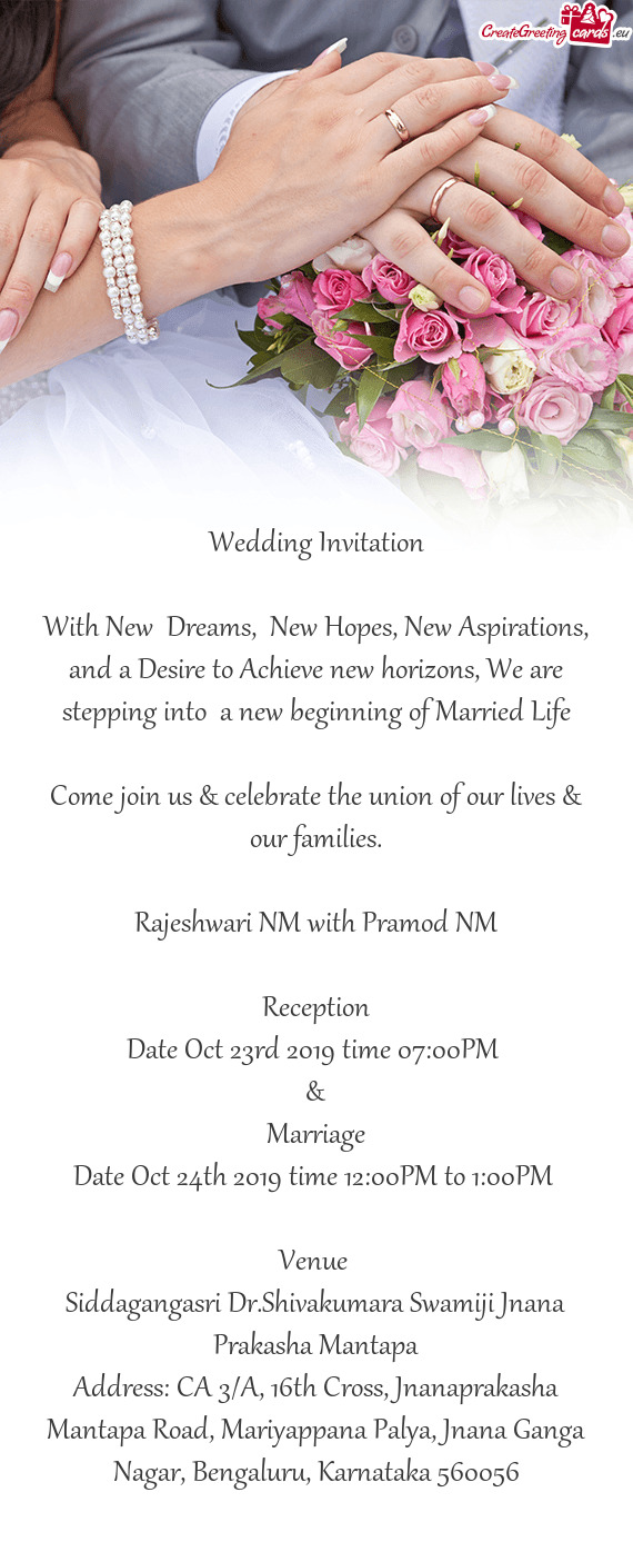 Come join us & celebrate the union of our lives & our families