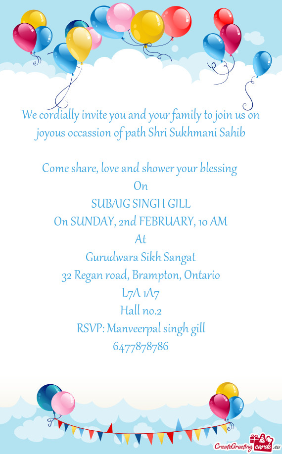 Come share, love and shower your blessing